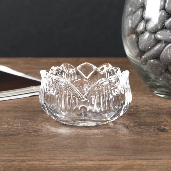 Подсвечник стекло на 1 свечу Подсвечник стекло на 1 свечу "Купавка" прозрачный 3,5х5,8х5,8 см