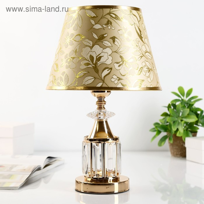 Лампа настольная с подсветкой "Кристал" 1х40Вт Е27 золото 26х26х39 см RISALUX