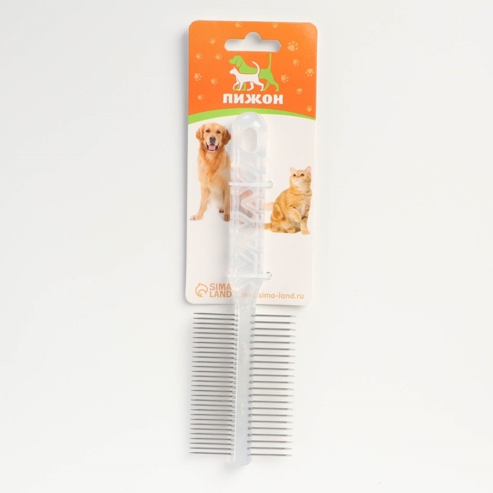 Расчёска для шерсти  Расчёска для шерсти "Пузырьки" двухсторонняя, прозрачная, 19,5 х 5,6 см