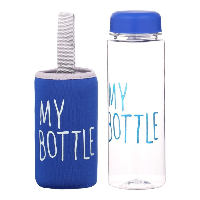 Бутылка для воды, 500 мл, My bottle, 19.5 х 6 см, чехол в комплекте, синяя Бутылка для воды, 500 мл, My bottle, 19.5 х 6 см, чехол в комплекте, синяя