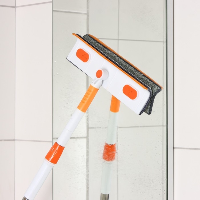 Щётка для окон Raccon, фиксатор, стальная телескопическая ручка 93(137) см, насадка из микрофибры 28×7 см Щётка для окон Raccon, фиксатор, стальная телескопическая ручка 93(137) см, насадка из микрофибры 28×7 см