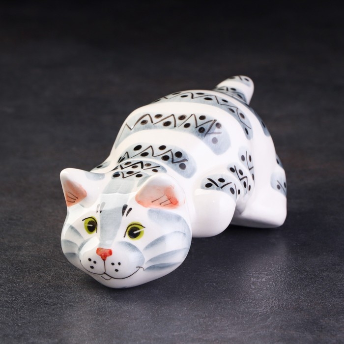 Статуэтка фарфоровая Статуэтка фарфоровая "Кот Барсик", серый-полосатый, 20 см