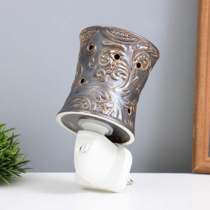 Ночник Ночник "Узор" серый 7,8х7,8х12 см