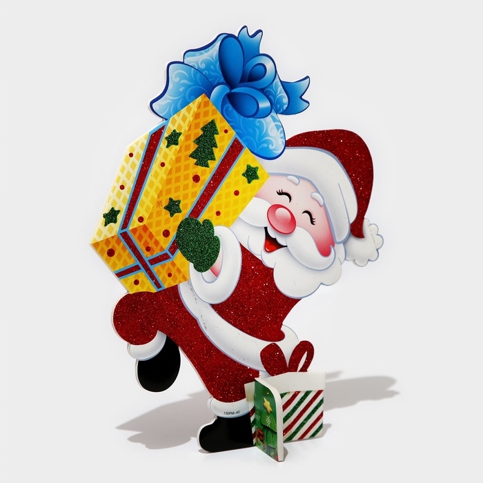 Декоративное украшение (подставка)  Декоративное украшение (подставка) "Дед мороз с подарком" 33х25,5 см