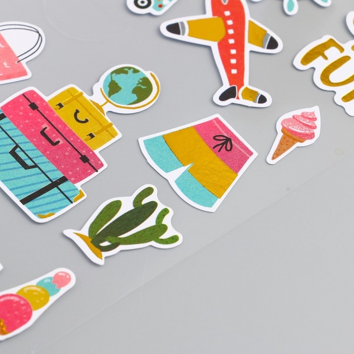 Наклейка пластик золотое тиснение Наклейка пластик золотое тиснение "Отпуск" МИКС 10,5х23 см