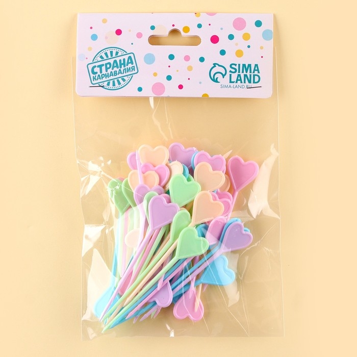 Шпажки «Сердце», в наборе 50 штук, цвета МИКС Шпажки «Сердце», в наборе 50 штук, цвета МИКС