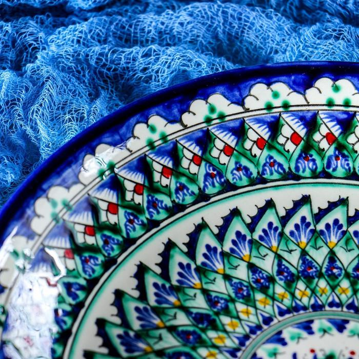 Ляган Риштанская Керамика  Ляган Риштанская Керамика "Узоры", 25 см, синий