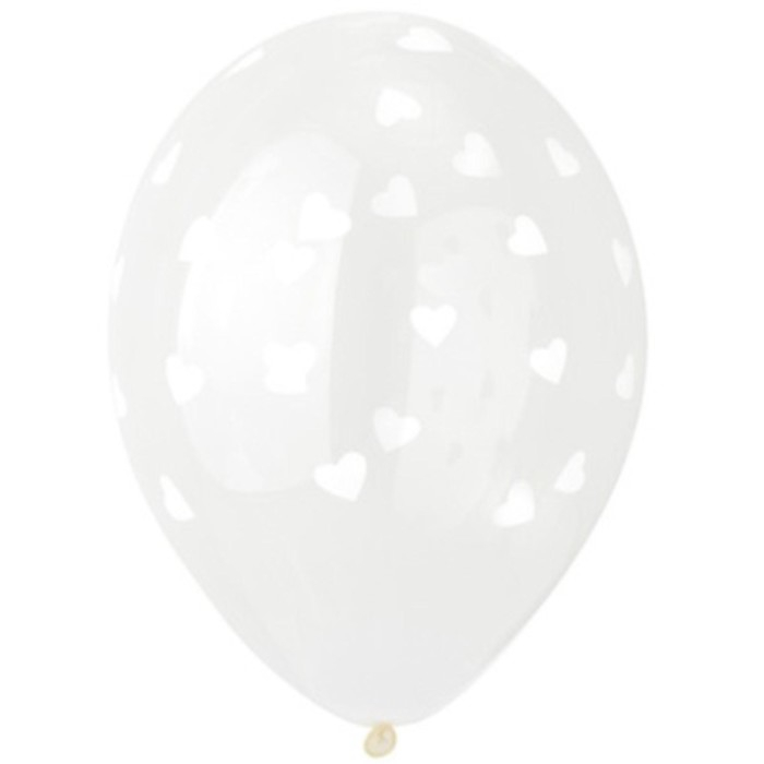 Шар латексный 14 Шар латексный 14" «Сердца белые», кристалл, шелкография, набор 25 шт.