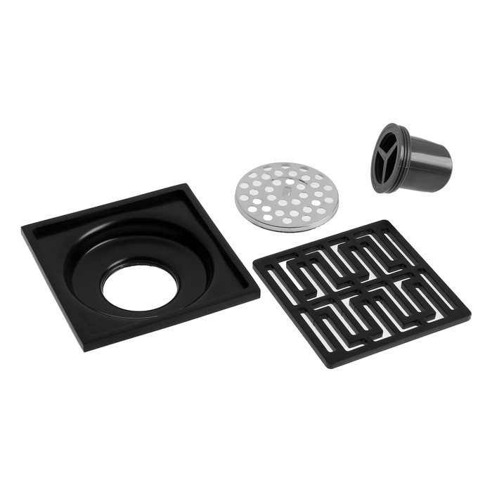 Трап ZEIN, 100х100 мм, вертикальный, d=32 мм, нержавеющая сталь, черный Трап ZEIN, 100х100 мм, вертикальный, d=32 мм, нержавеющая сталь, черный