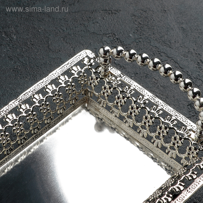 Поднос сервировочный «Серебряный жемчуг», 28×18 см, цвет серебряный Поднос сервировочный «Серебряный жемчуг», 28×18 см, цвет серебряный