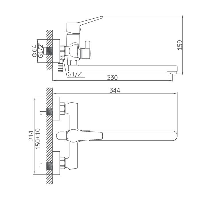 Смеситель для ванны Accoona A71300F, однорычажный, излив 300 мм, душевой набор, черный Смеситель для ванны Accoona A71300F, однорычажный, излив 300 мм, душевой набор, черный