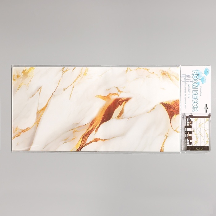 Панель самоклеящаяся 60*30см мрамор белый с золотом Панель самоклеящаяся 60*30см мрамор белый с золотом
