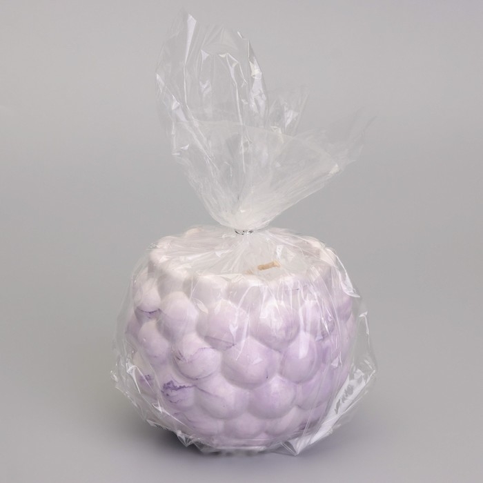 Свеча  Свеча "Шар" в подсвечнике с шарообразными гранями из гипса, 8х7 см,мрамор с фиолет. полоска