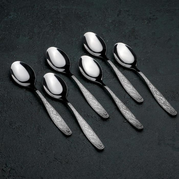 Набор чайных ложек &laquo;Уралочка&raquo;, толщина 2 мм, картонная коробка, 6 шт, цвет серебряный