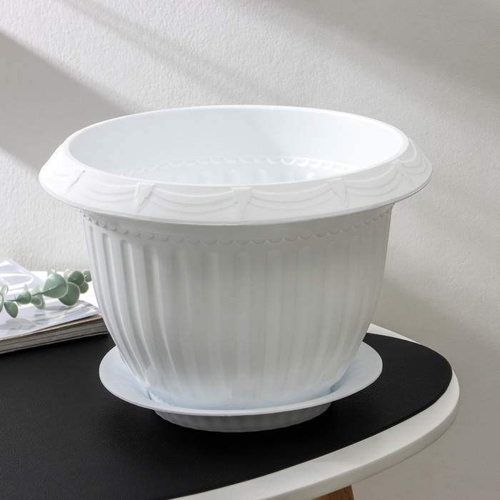 Горшок с поддоном «Байкал», 6 л, белый Горшок с поддоном «Байкал», 6 л, белый