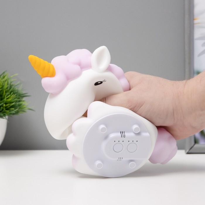 Ночник-мякиш Ночник-мякиш "Антистресс единорог" LED бело-фиолетовый 18х10х16 см