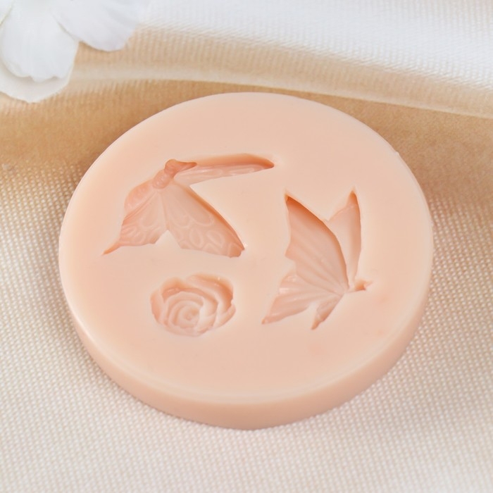 Молд силикон Молд силикон "Бабочки с цветком" 3,7х2,9х0,5 3,3х2х0,5 1,2х1,2х0,3 см