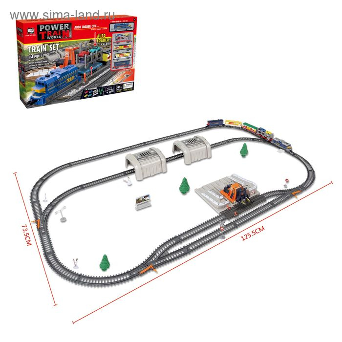 Железная дорога &laquo;Локомотив&raquo;, работает от батареек, длина пути 549 см., погрузочная платформа