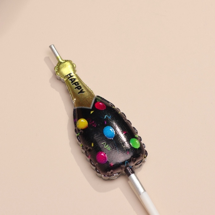 Набор свечей для торта, 7 шт Набор свечей для торта, 7 шт "Шампанское", черный, золотой