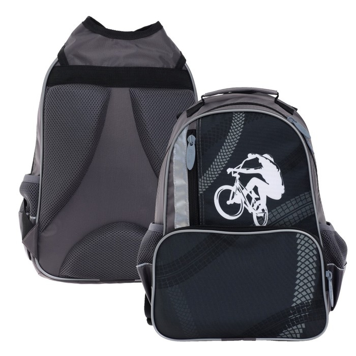 Рюкзак школьный, 37 х 26 х 13 см, эргономичная спинка, Calligrata ОРТ  Рюкзак школьный, 37 х 26 х 13 см, эргономичная спинка, Calligrata ОРТ "Велосипед"