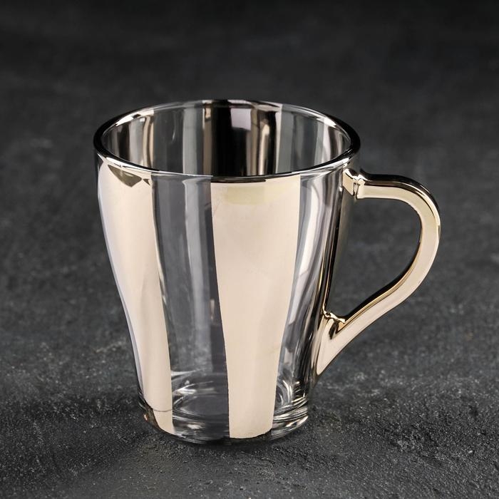 Кружка стеклянная «Серпантин», 250 мл, цвет золотой Кружка стеклянная «Серпантин», 250 мл, цвет золотой