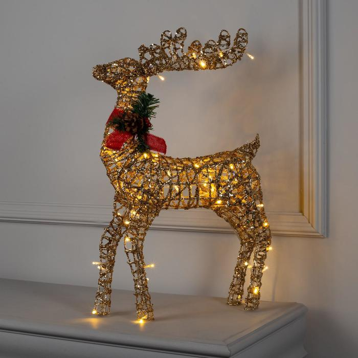 Светодиодная фигура «Олень золотистый» 35 × 60 × 10 см, металл, 220 В, мерцание, свечение тёплое белое Светодиодная фигура «Олень золотистый» 35 × 60 × 10 см, металл, 220 В, мерцание, свечение тёплое белое