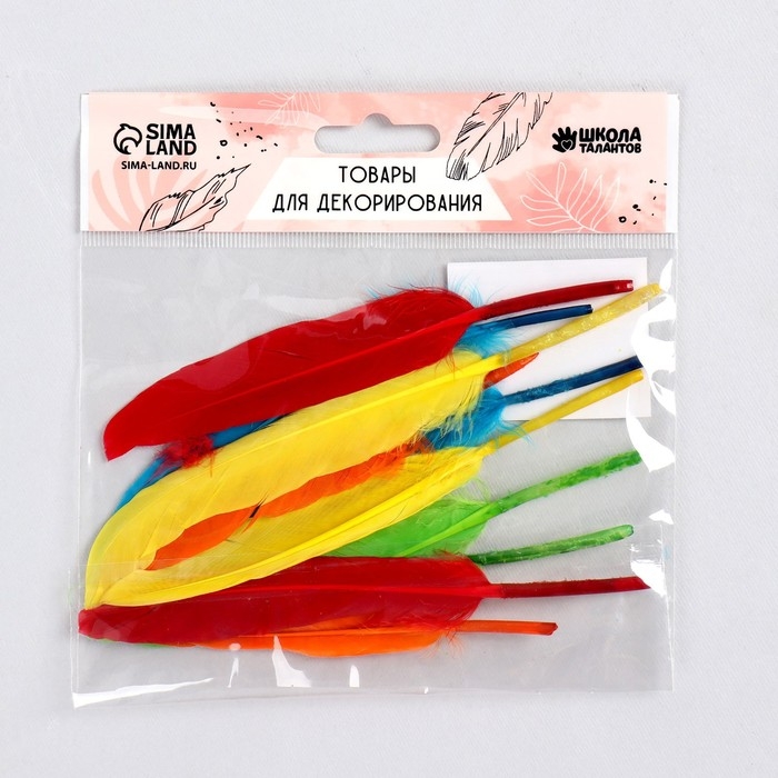 Набор перьев для декора 10 шт., размер 1 шт: 15 × 1,5 см, цвета МИКС Набор перьев для декора 10 шт., размер 1 шт: 15 × 1,5 см, цвета МИКС
