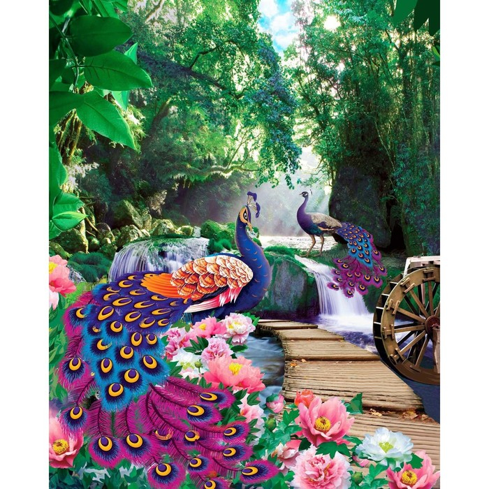 Алмазная мозаика с полным заполнением на подрамнике «Павлины», 40 х 50 см Алмазная мозаика с полным заполнением на подрамнике «Павлины», 40 х 50 см
