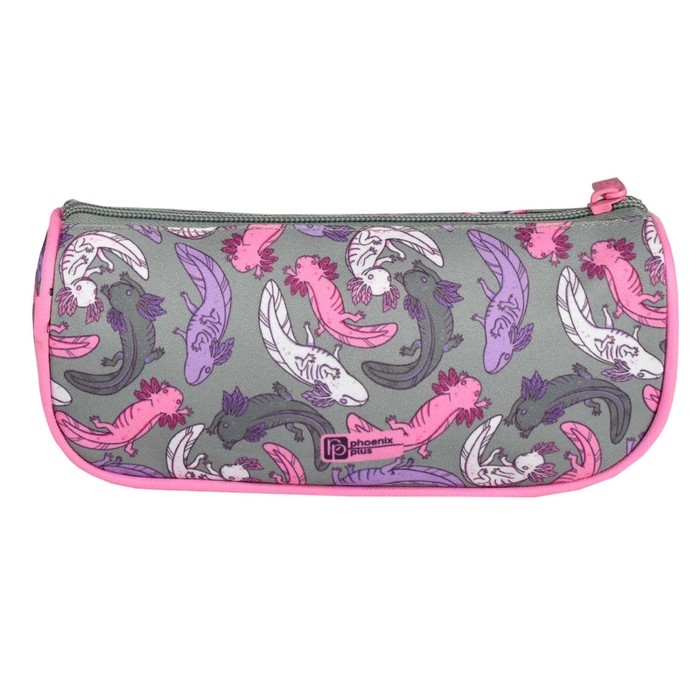 Пенал мягкий, 1 отделение, 95 х 200 х 45 мм, объёмный, Феникс Пенал мягкий, 1 отделение, 95 х 200 х 45 мм, объёмный, Феникс "Парочка аксолотлей" серый/розовый 64180