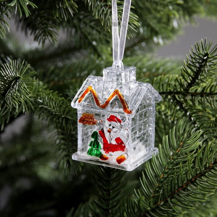 Ёлочная игрушка «Домик», 7 см, от батареек, свечение мульти (RGB) Ёлочная игрушка «Домик», 7 см, от батареек, свечение мульти (RGB)