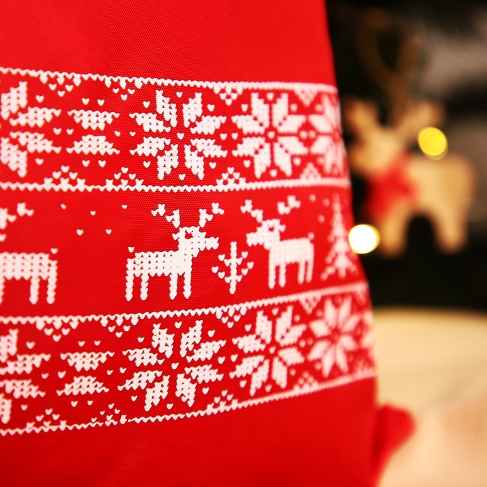 Новый год 2025. Новогодний мешок для подарков на шнурке Новый год 2025. Новогодний мешок для подарков на шнурке "Олени", цвет красный