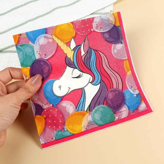 Салфетки бумажные, 33х33 см, 20 штук, 3-х слойные, Минни и Единорог Салфетки бумажные, 33х33 см, 20 штук, 3-х слойные, Минни и Единорог