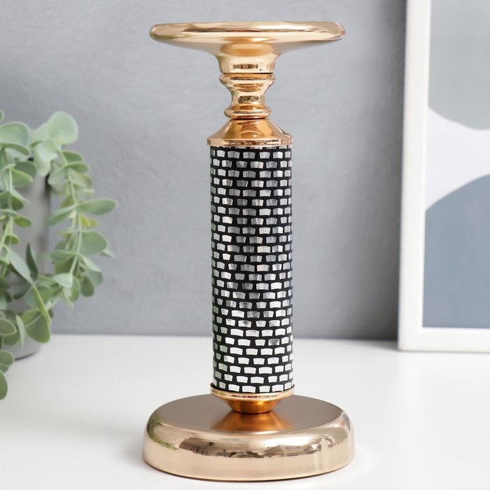 Подсвечник металл на 1 свечу Подсвечник металл на 1 свечу "Зазеркалье" золото 21х10х10 см