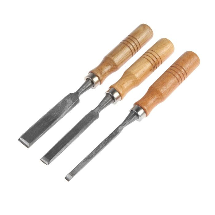 Набор стамесок ЛОМ, деревянная рукоятка, 6-12-18 мм Набор стамесок ЛОМ, деревянная рукоятка, 6-12-18 мм