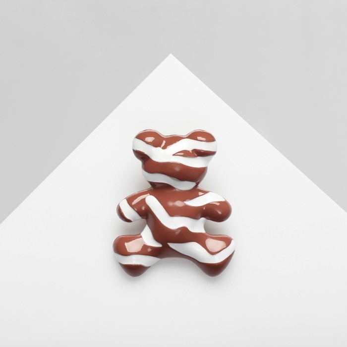 Брошь «Мишка» зебра, цвет коричнево-белый Брошь «Мишка» зебра, цвет коричнево-белый