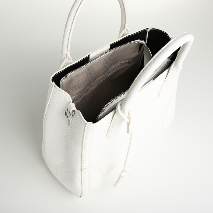 Сумка женская на молнии, TEXTURA, маленький размер, цвет белый Сумка женская на молнии, TEXTURA, маленький размер, цвет белый