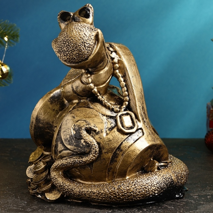 Копилка Копилка "Змея на кувшине" черное золото, 23х25х18см