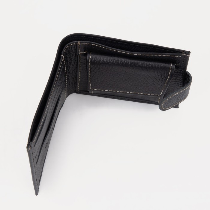 Портмоне мужское на кнопке, для купюр, для карт, для монет, цвет чёрный Портмоне мужское на кнопке, для купюр, для карт, для монет, цвет чёрный