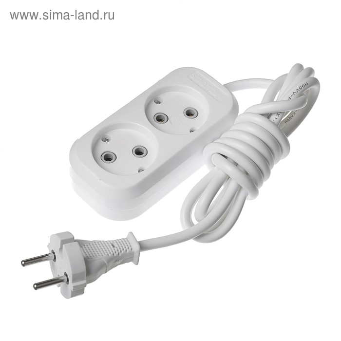 Удлинитель Smartbuy, 2 розетки, 2 м, 10 А, 2200 Вт, ПВС 2х1 мм2, без з/к, белый Удлинитель Smartbuy, 2 розетки, 2 м, 10 А, 2200 Вт, ПВС 2х1 мм2, без з/к, белый