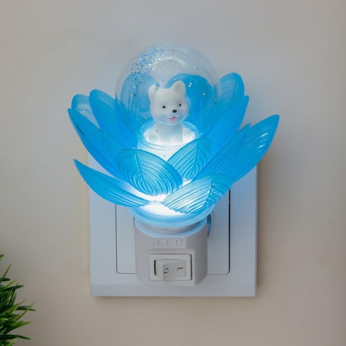 Ночник Ночник "Голубой цветок" LED 8х8х12 см RISALUX