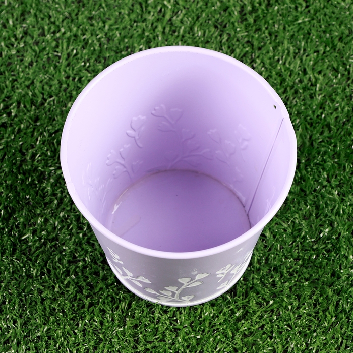 Кашпо "Ведерко Ландыши" лавандовое, 11,5х11,5х10,5см