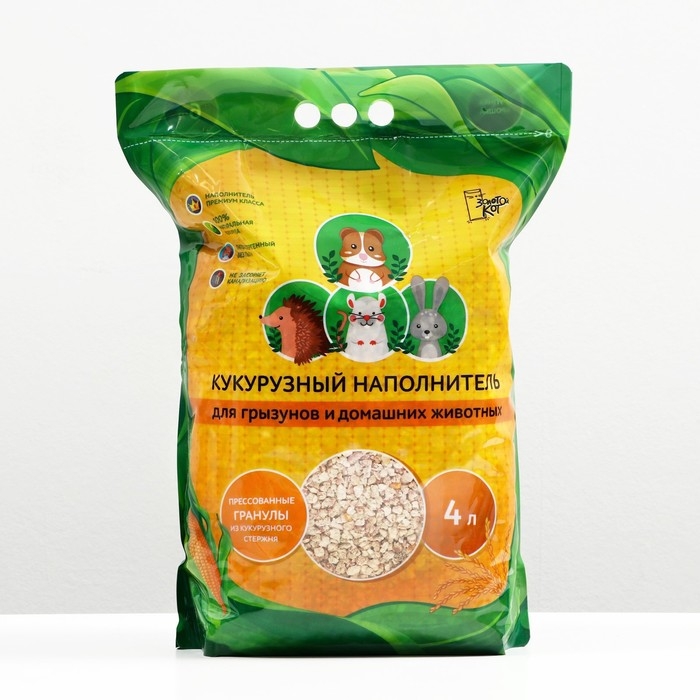 Наполнитель кукурузный Наполнитель кукурузный "Золотой кот", гранулированный, 4 л
