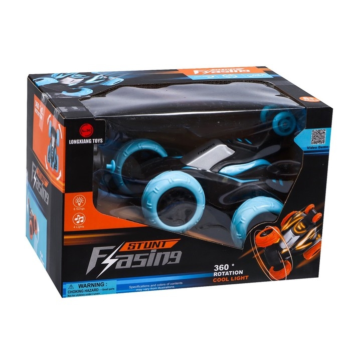 Машина-перевёртыш радиоуправляемая «Трюкач», свет, работает от аккумулятора, цвет синий Машина-перевёртыш радиоуправляемая «Трюкач», свет, работает от аккумулятора, цвет синий