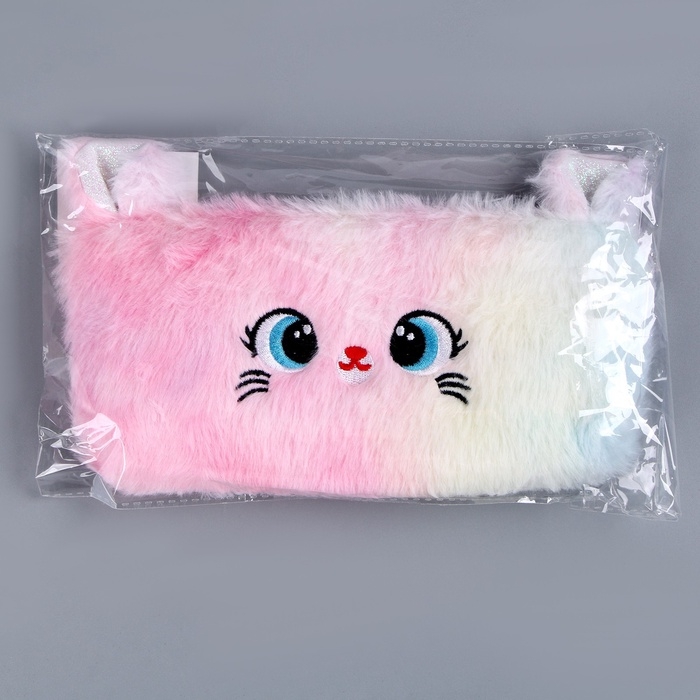 Пенал школьный мягкий «Котик», 20 × 10 см, плюш, белый цвет Пенал школьный мягкий «Котик», 20 × 10 см, плюш, белый цвет