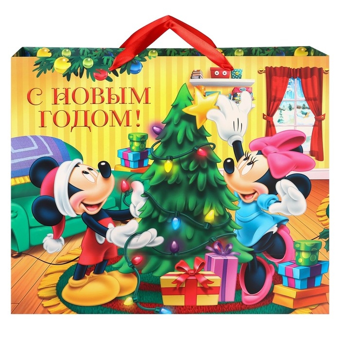Новый год. Пакет подарочный Новый год. Пакет подарочный "С Новым годом!" 49х40х11 см, Микки Маус