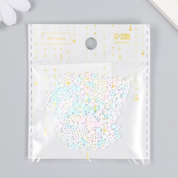 Бисер стекло 8/0  Бисер стекло 8/0 "Маршмеллоу. Матовый. Меланж. Сиренево-голубой" 10 гр