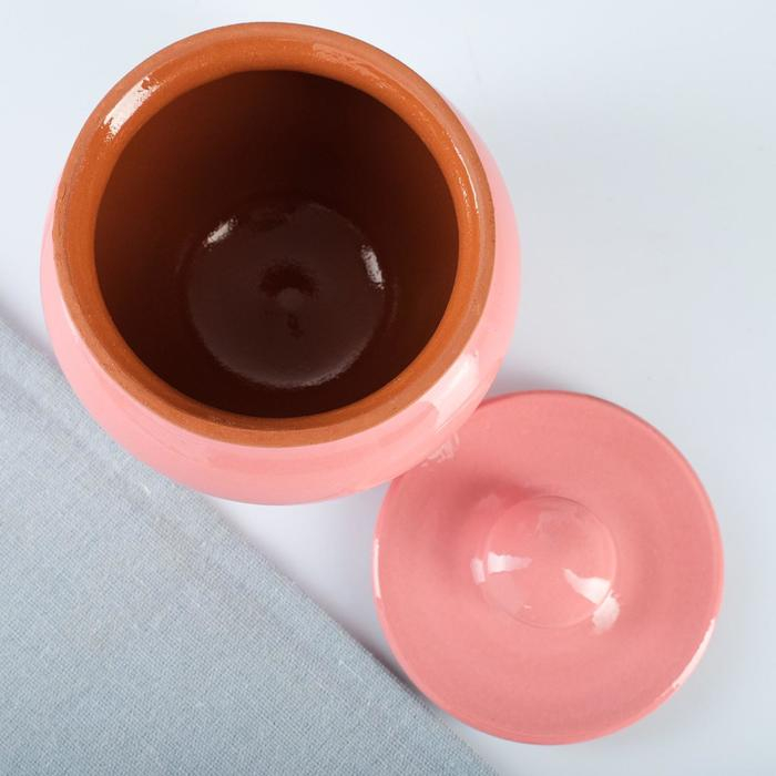 Набор  Набор "Вятская керамика Трио" 0,6 л х 3 шт + ухват, розовый