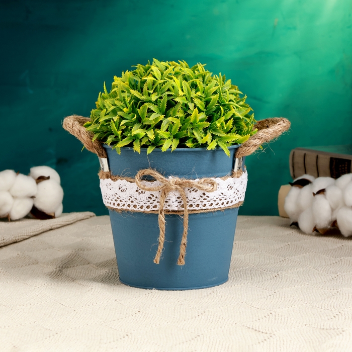 Кашпо  Кашпо "Ведерко Линдберг" синее с ручками, 13х13х12см