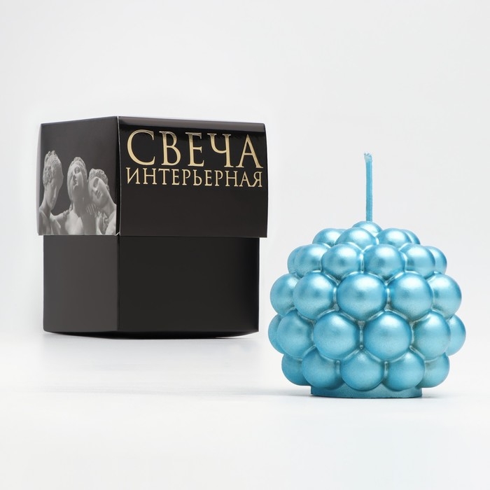Свеча фигурная  Свеча фигурная "Баблс" круглый, 5,5х5,5 см, бирюзовый,в коробке