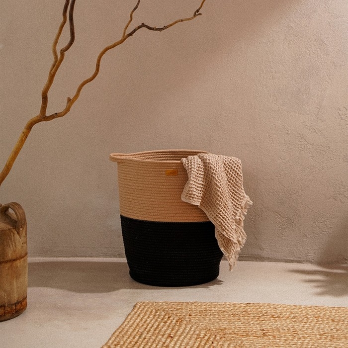 Корзина для белья плетеная круглая SL Home Cotton, хлопок, 33×45 см Корзина для белья плетеная круглая SL Home Cotton, хлопок, 33×45 см